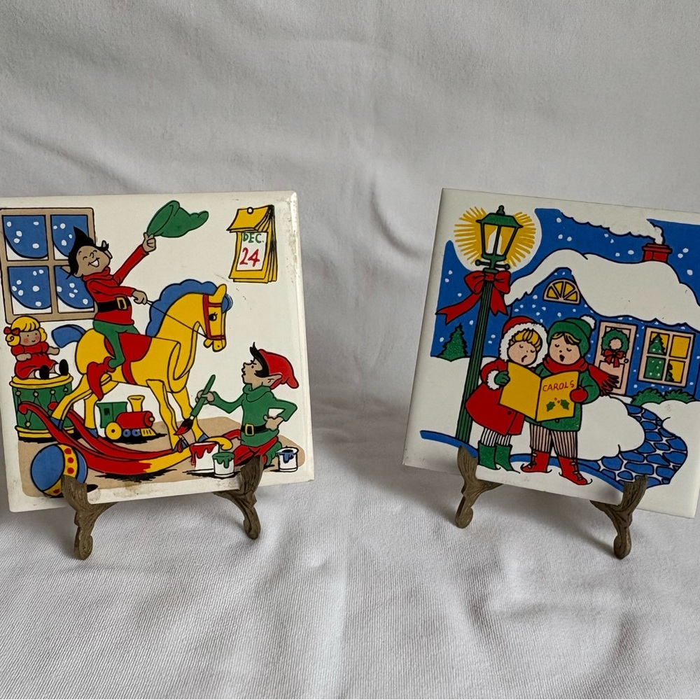 Vintage Christmas Ceramic Tiles